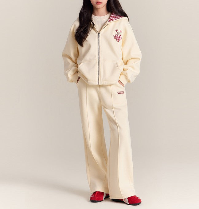 Girls Bear Hoodie Sweatshirt and Straight Pants Set