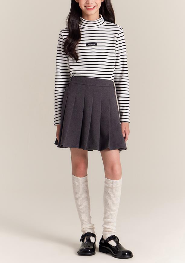 Girls Grey Pleated Skirt with Bow Detail School Uniform Style