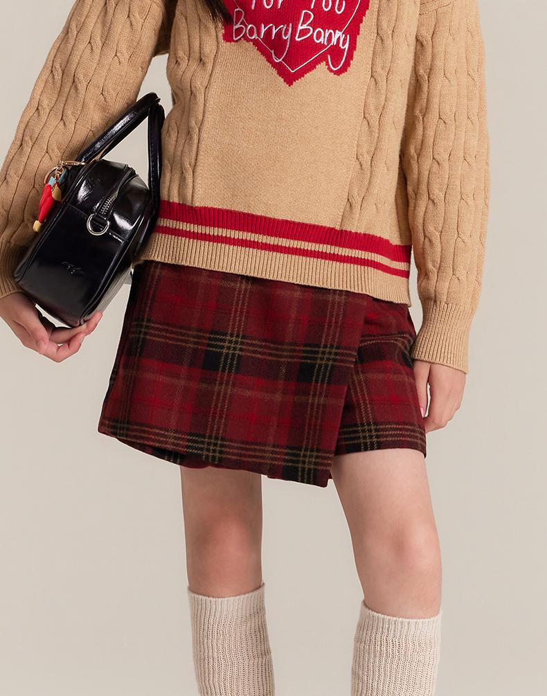 Kids Red Plaid Pleated Skort for School and Everyday Wear