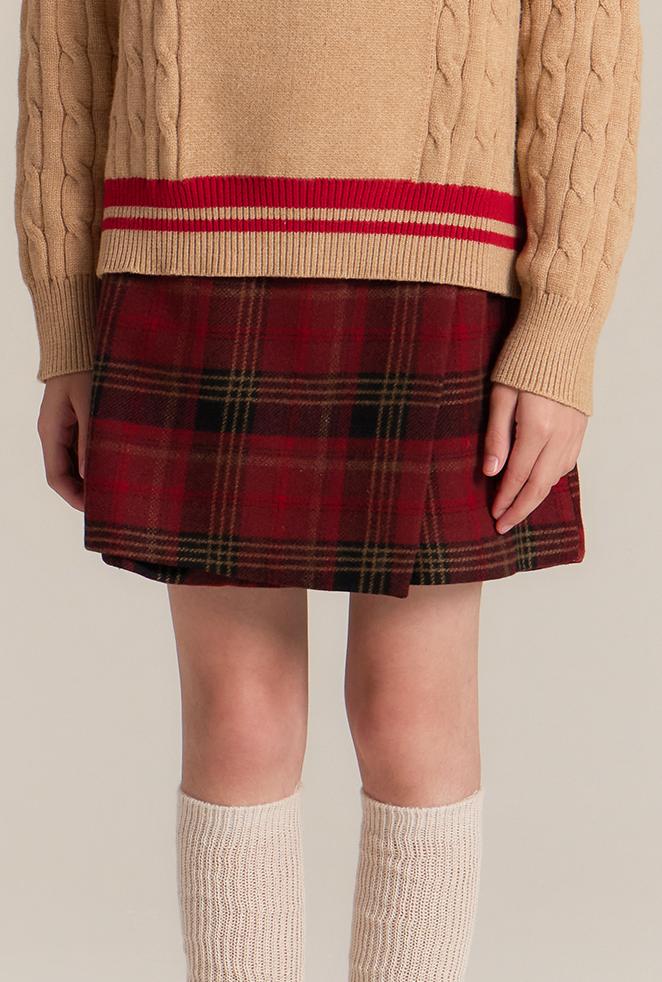Kids Red Plaid Pleated Skort for School and Everyday Wear