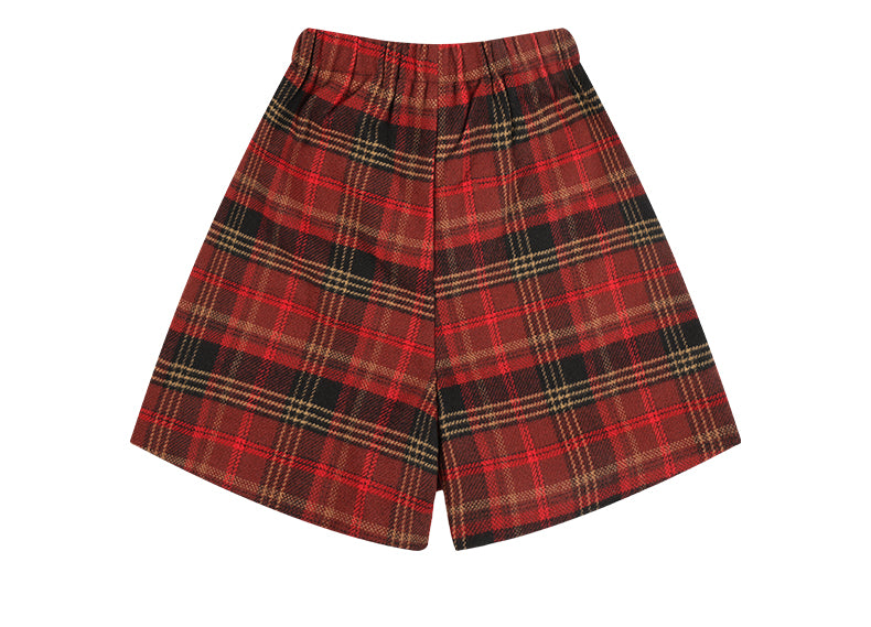 Kids Red Plaid Pleated Skort for School and Everyday Wear