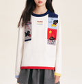 Girls' Cartoon Cat Graphic Knit Pullover Sweater
