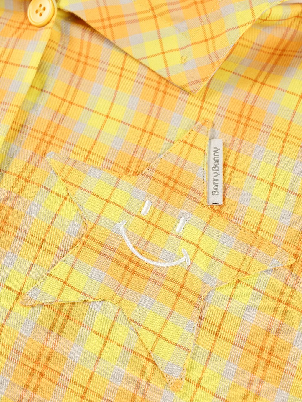 Girls Yellow Plaid Long Sleeve Loose Fit Shirt