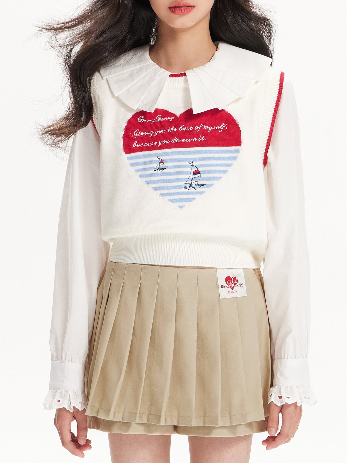 Girls Pleated Skirt with Logo Embroidery Safety Shorts