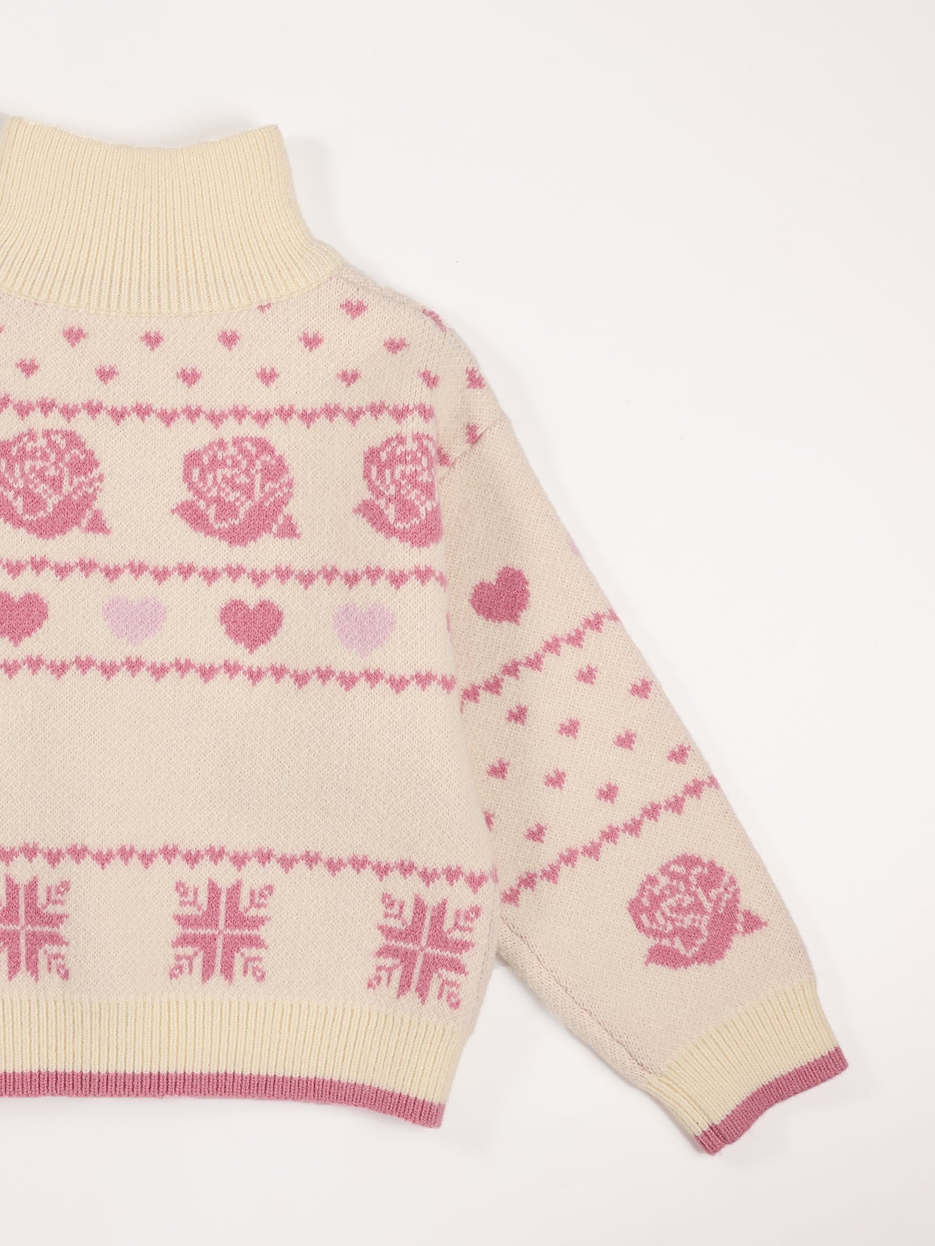 Girls’ Floral Knit Zip-Up Sweater - Cozy & Cute Cardigan