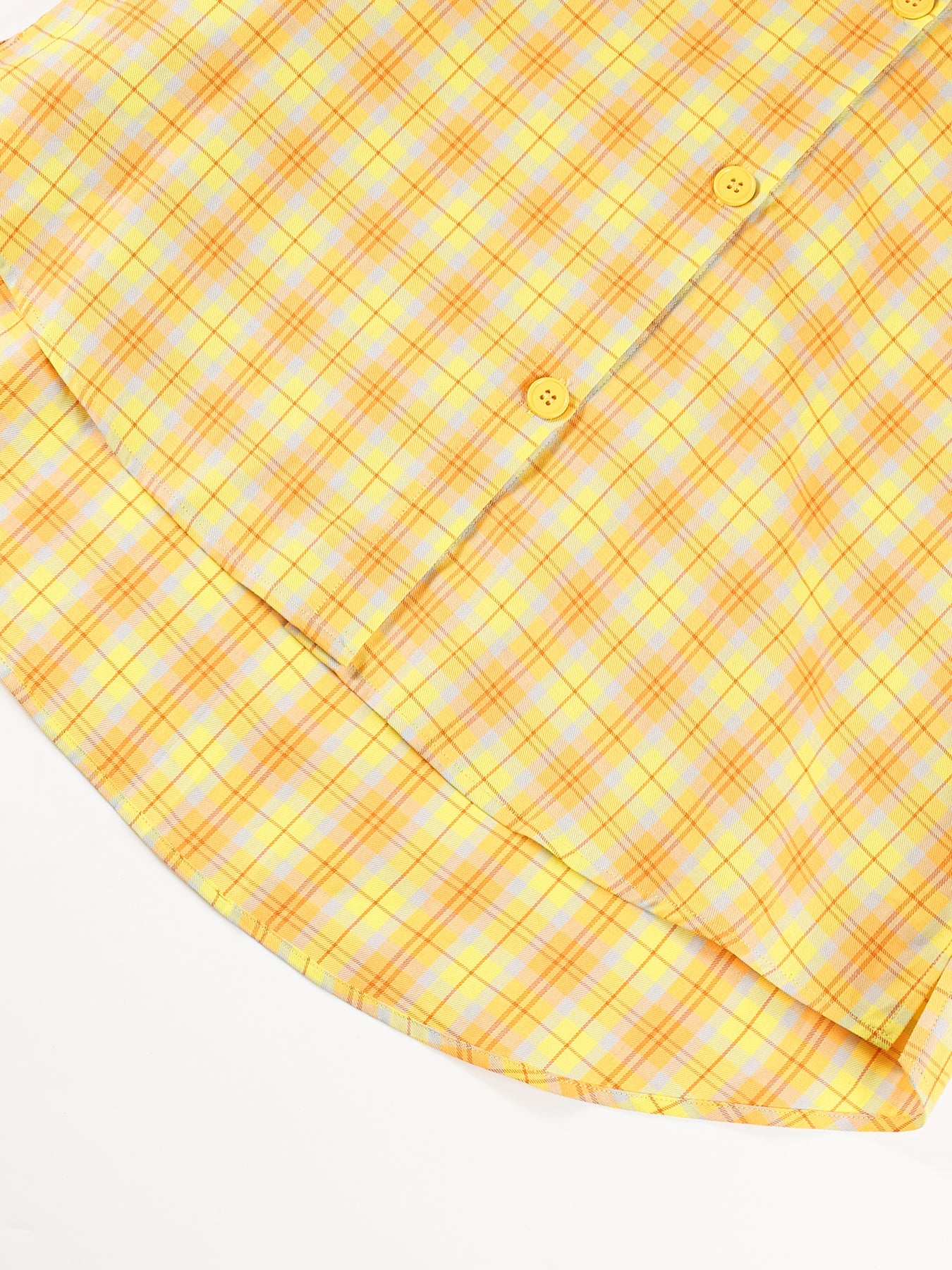 Girls Yellow Plaid Long Sleeve Loose Fit Shirt