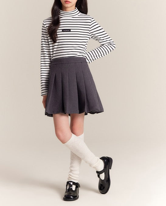 Girls Turtleneck Long Sleeve Stretch Base Layer Tee