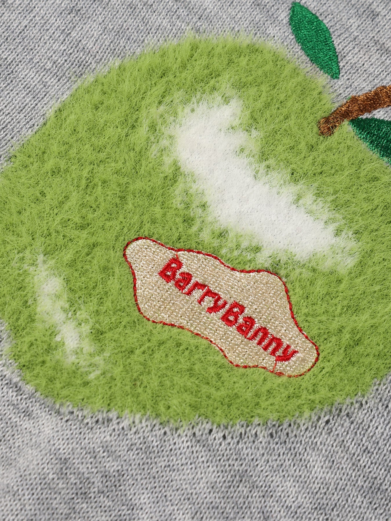 Girls Knit Cardigan Sweater with Apple Embroidery