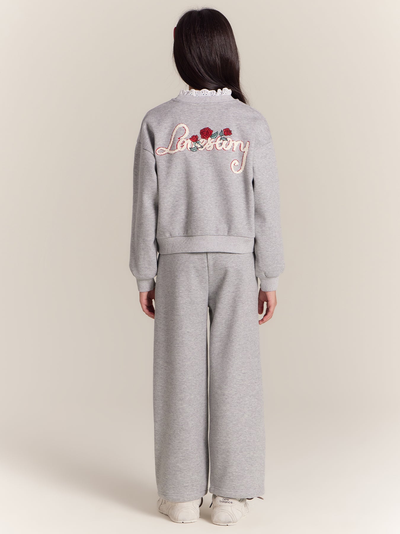Girls Rose Sweatshirt and Pants Set Casual Outfit