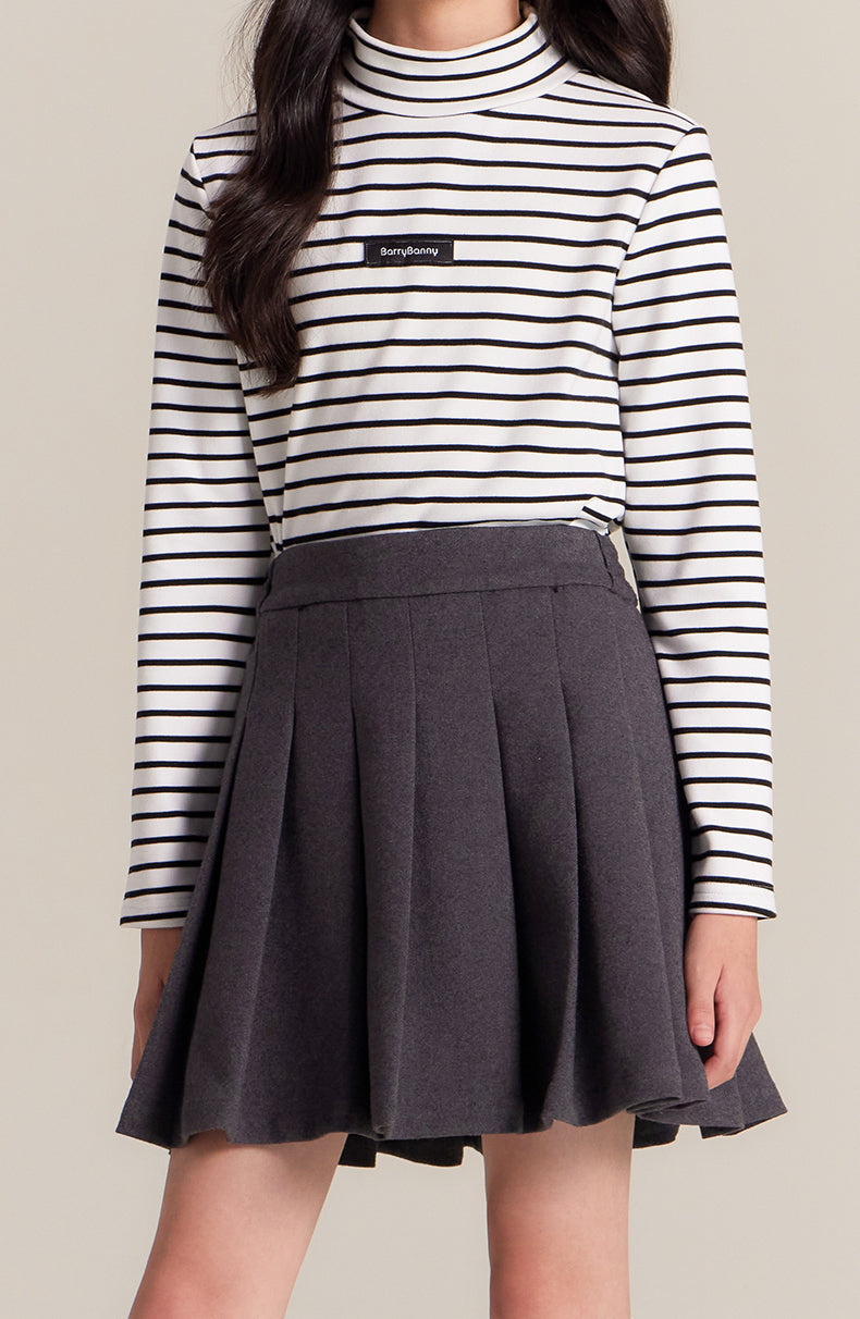 Girls Grey Pleated Skirt with Bow Detail School Uniform Style