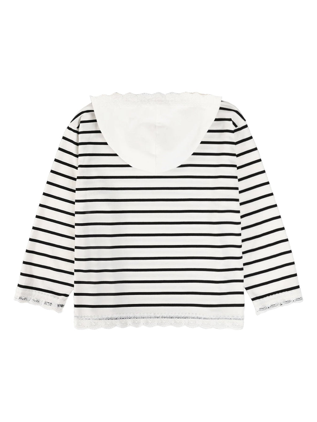 Heart Striped Hoodie with Lace Detail - Girls' Classic T-Shirt