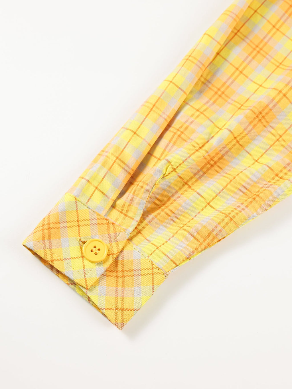 Girls Yellow Plaid Long Sleeve Loose Fit Shirt