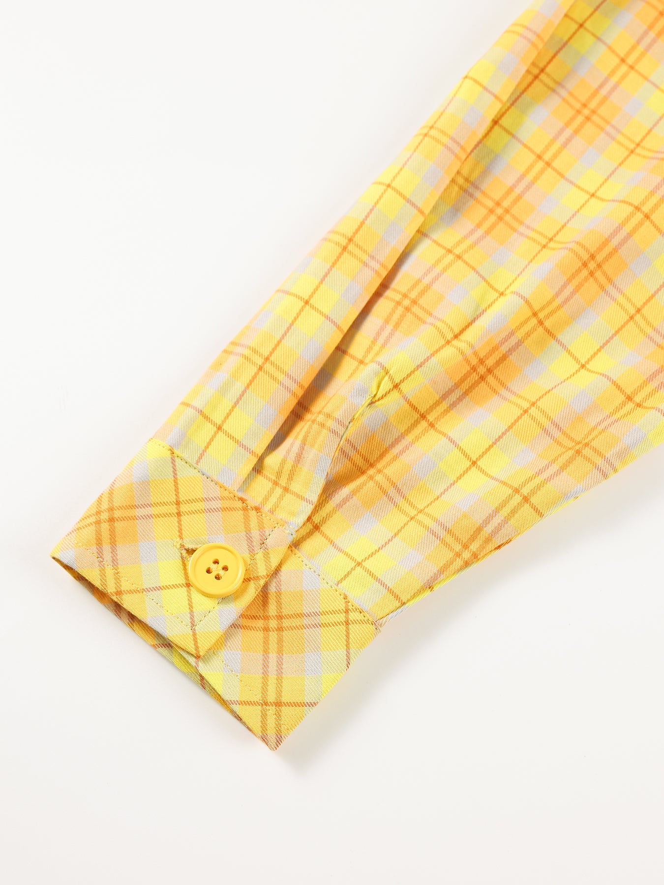 Girls Yellow Plaid Long Sleeve Loose Fit Shirt