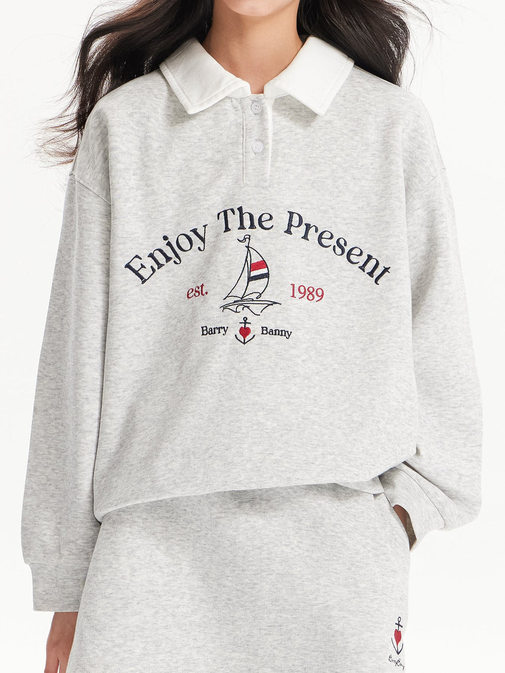 Girls Vintage Polo Sweatshirt & Wide Leg & Skirt Set - Retro Style