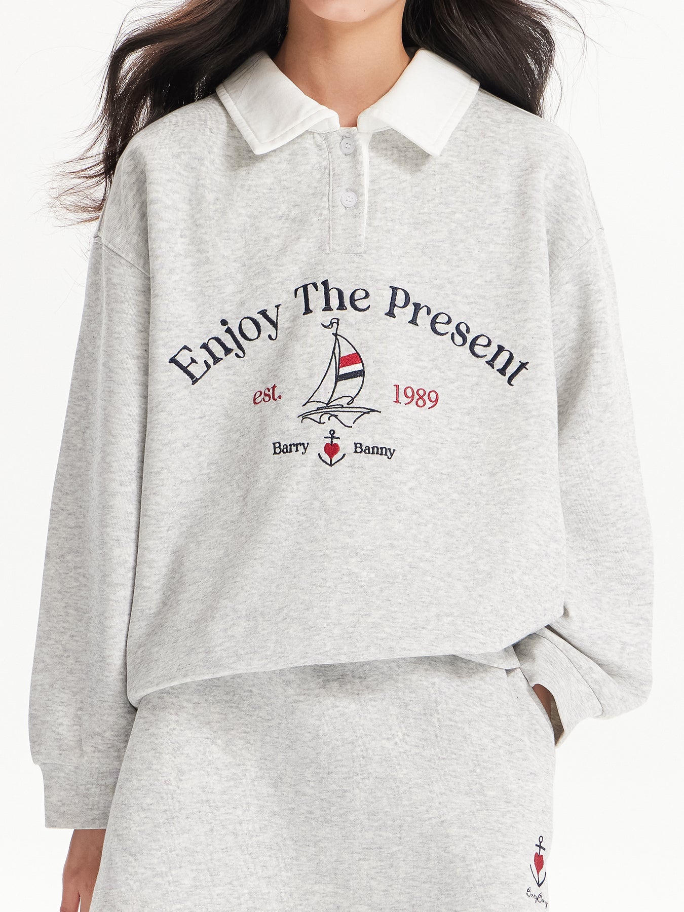 Girls Vintage Polo Sweatshirt & Wide Leg & Skirt Set - Retro Style