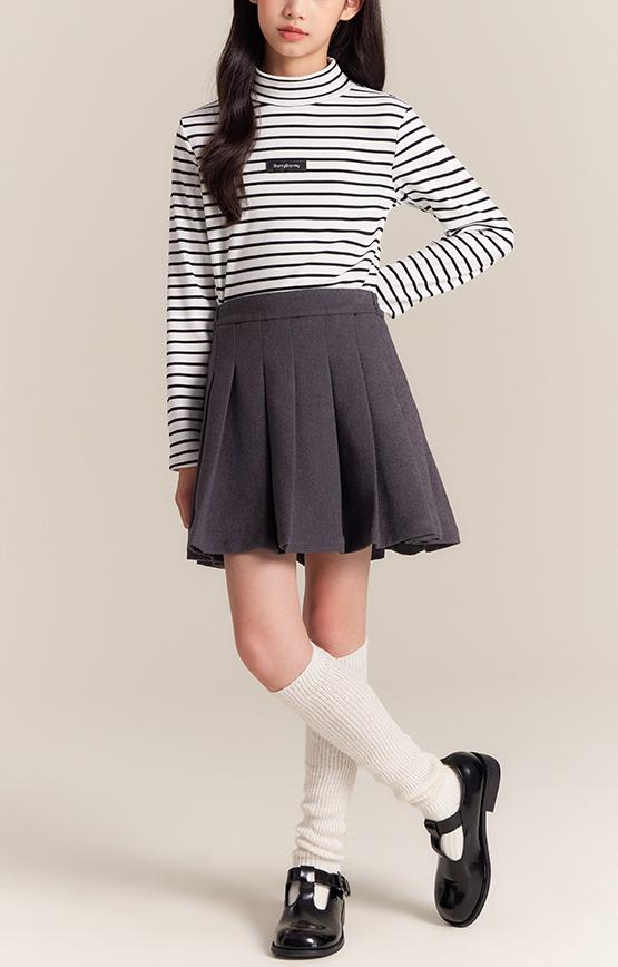Girls Grey Pleated Skirt with Bow Detail School Uniform Style