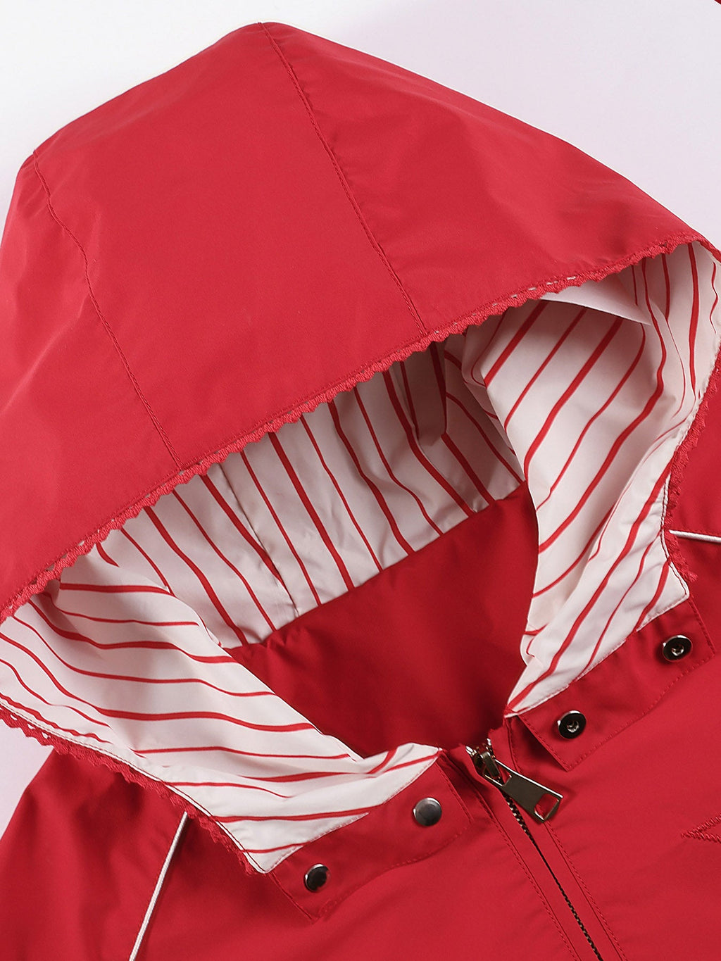 Casual Zip-Up Jacket for Kids with Striped Hood