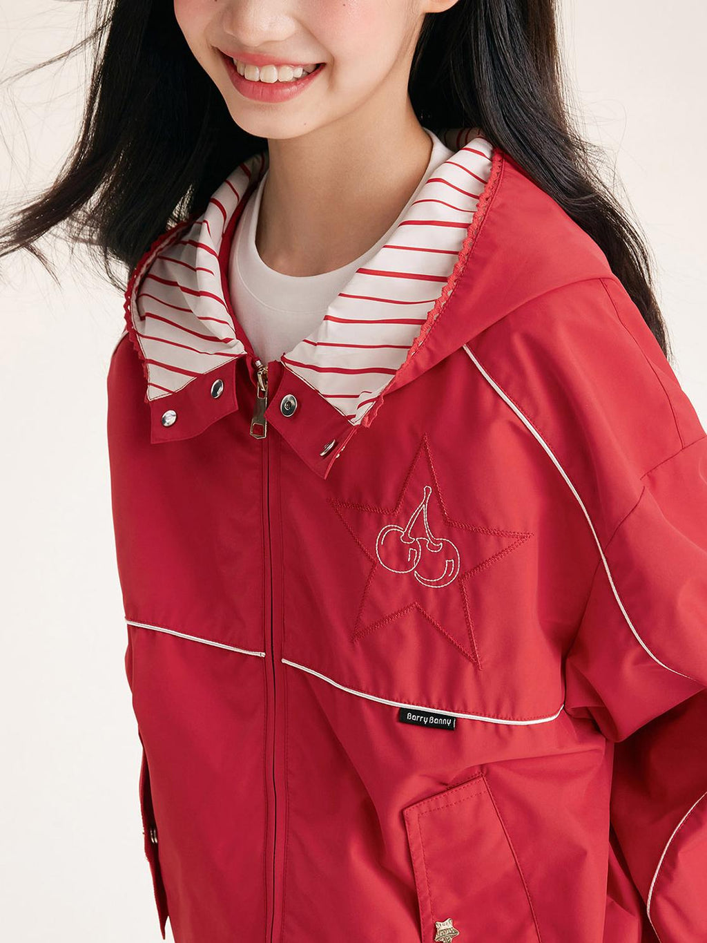 Casual Zip-Up Jacket for Kids with Striped Hood