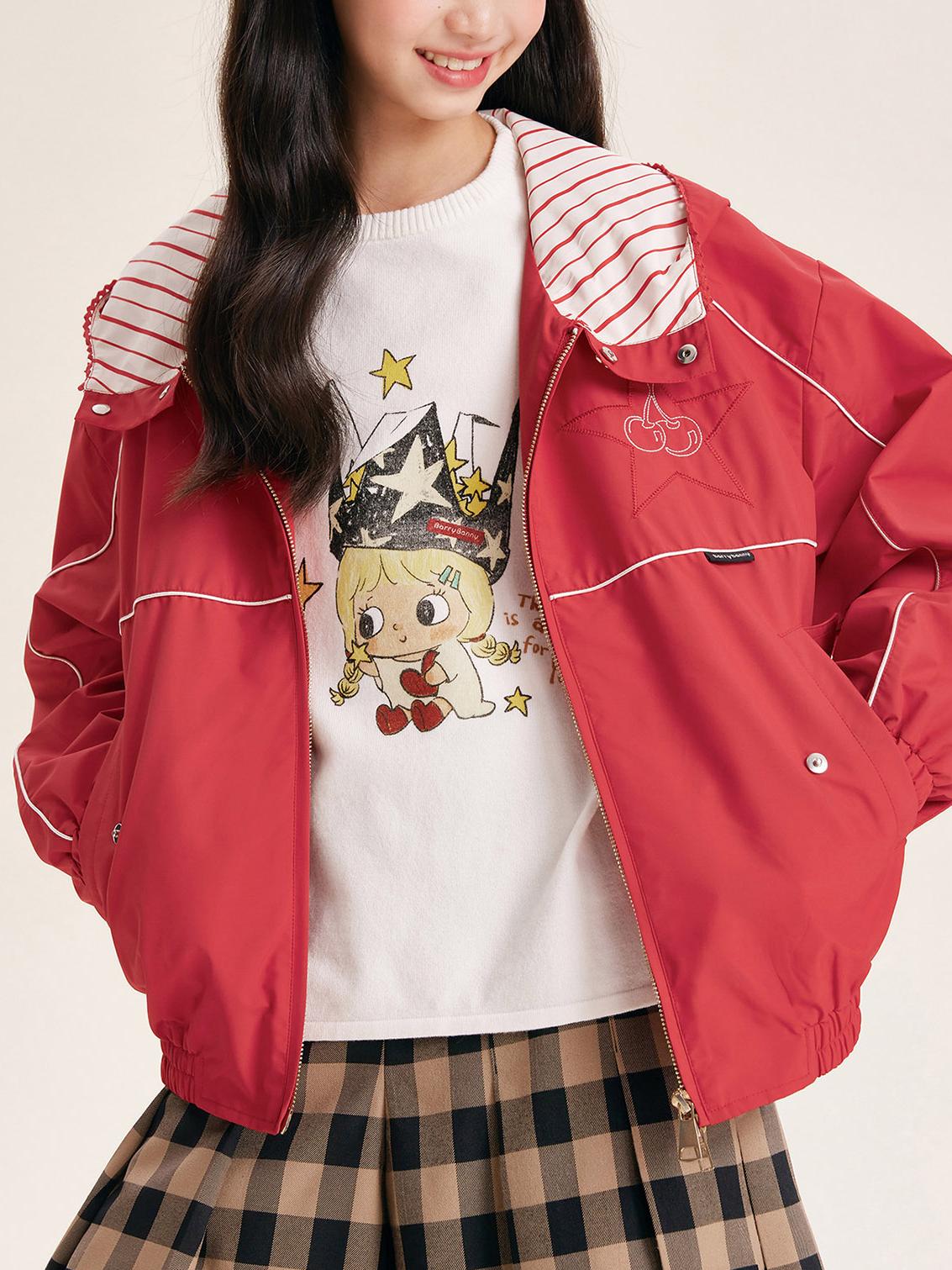 Casual Zip-Up Jacket for Kids with Striped Hood