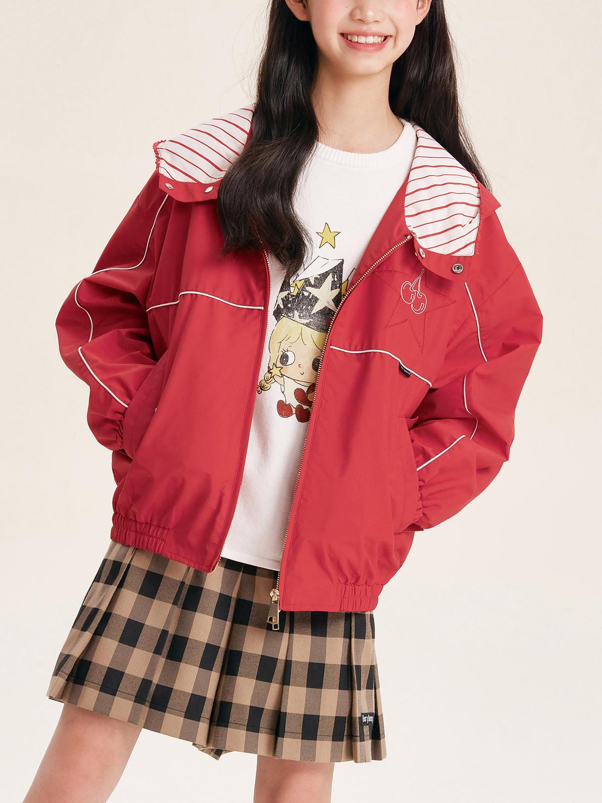 Casual Zip-Up Jacket for Kids with Striped Hood