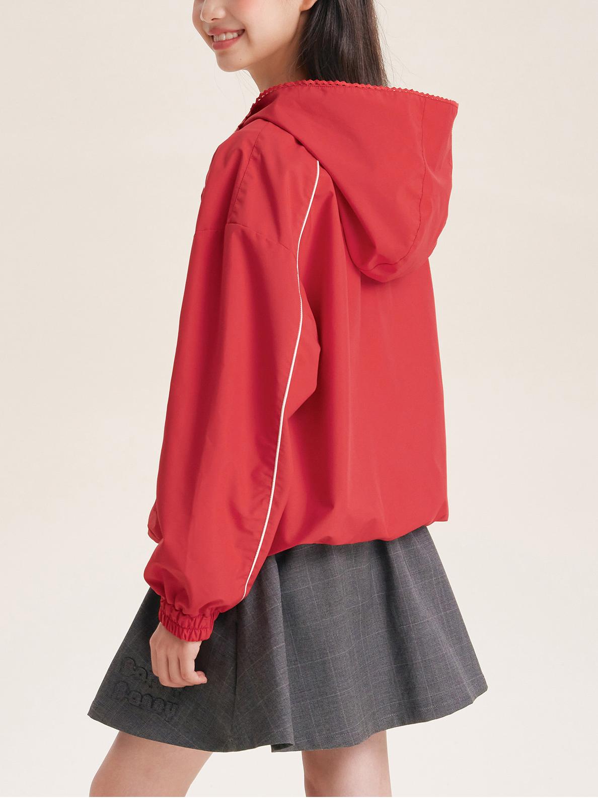 Casual Zip-Up Jacket for Kids with Striped Hood