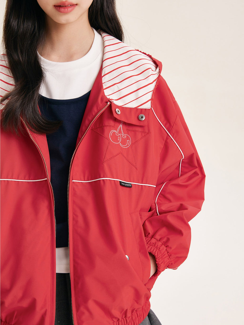 Casual Zip-Up Jacket for Kids with Striped Hood