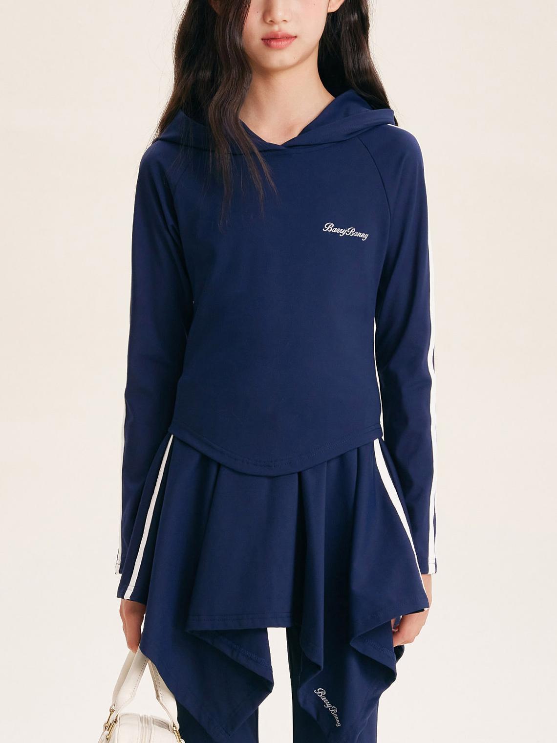 Stylish Hooded Athletic Set for Girls – Flared Skirt & Pants Set