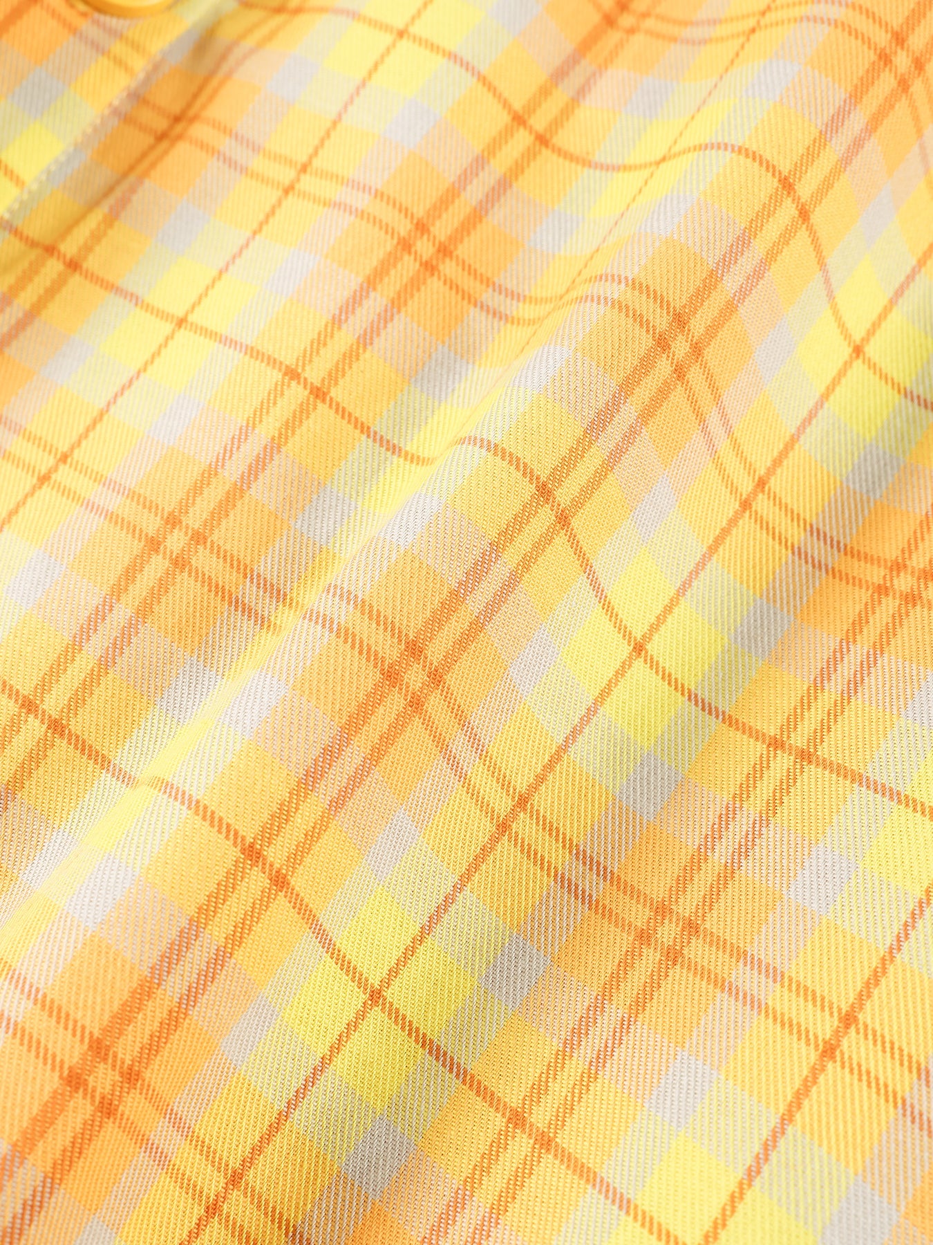 Girls Yellow Plaid Long Sleeve Loose Fit Shirt
