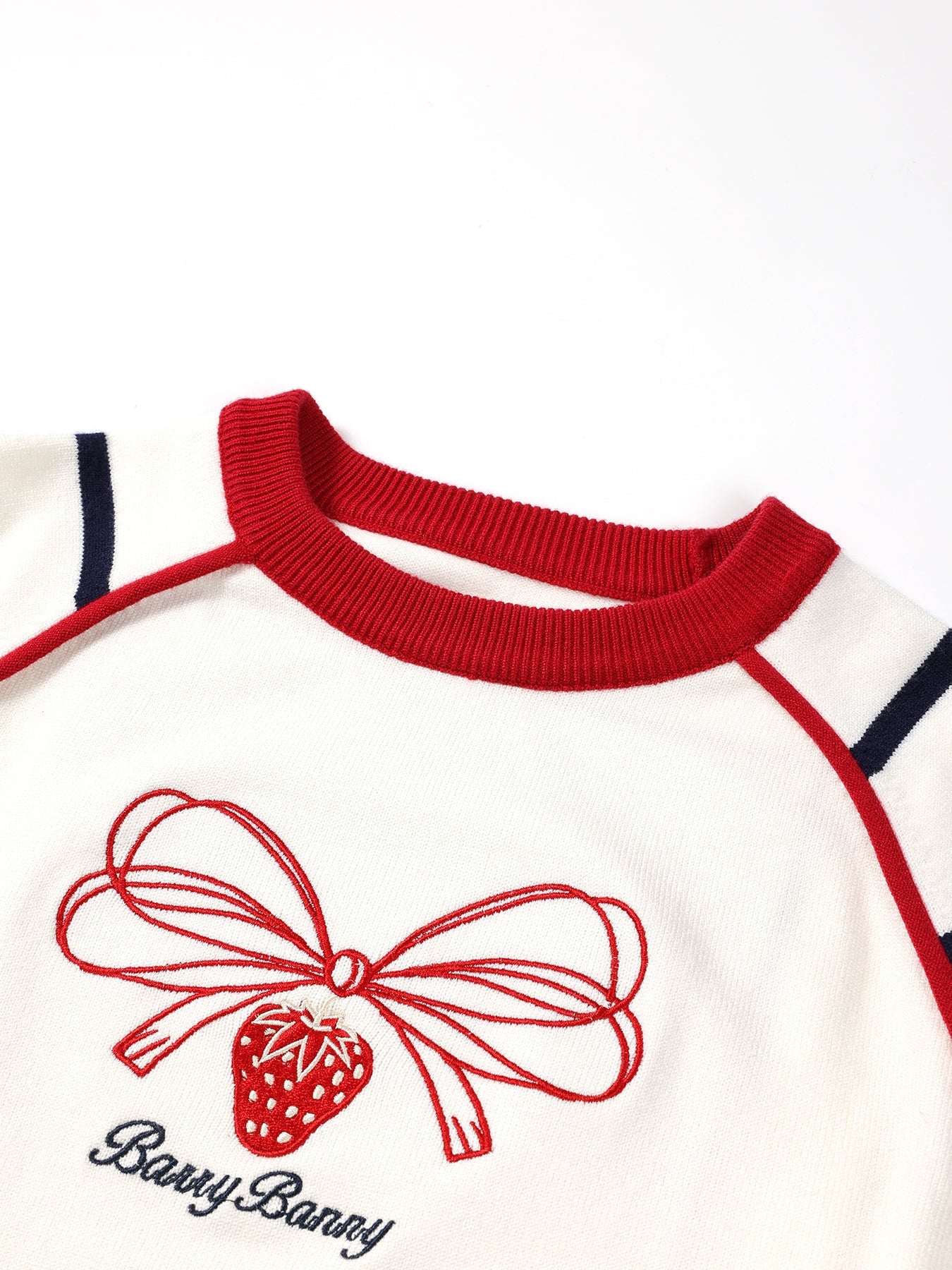 Strawberry Embroidered Knit Sweater for Girls