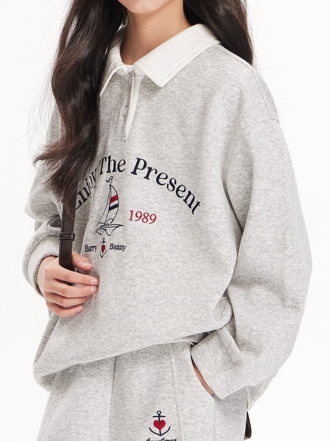Girls Vintage Polo Sweatshirt & Wide Leg & Skirt Set - Retro Style