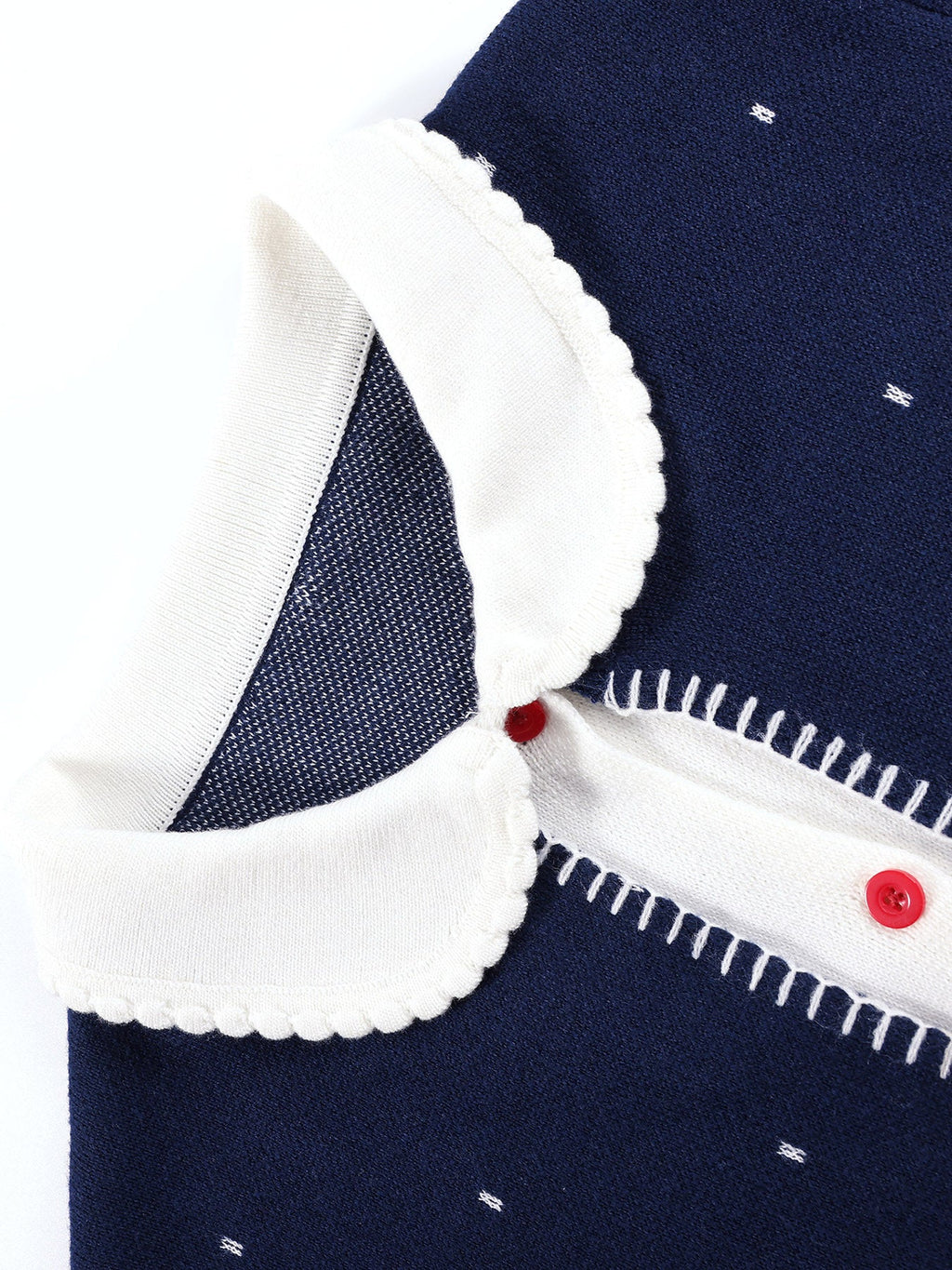 Girls Navy Knit Set with Peter Pan Collar