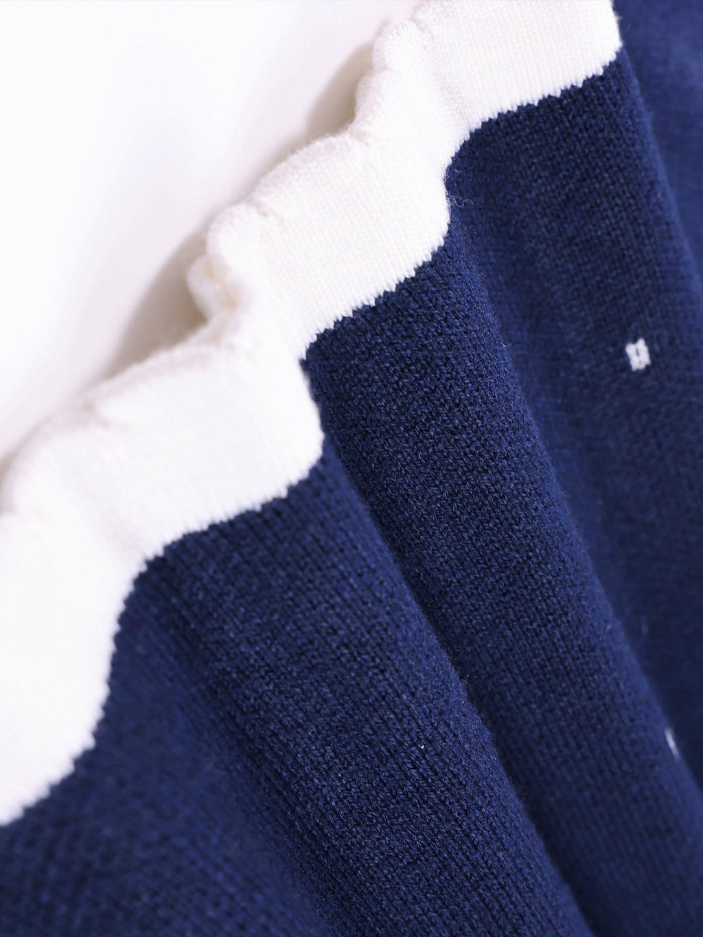 Girls Navy Knit Set with Peter Pan Collar
