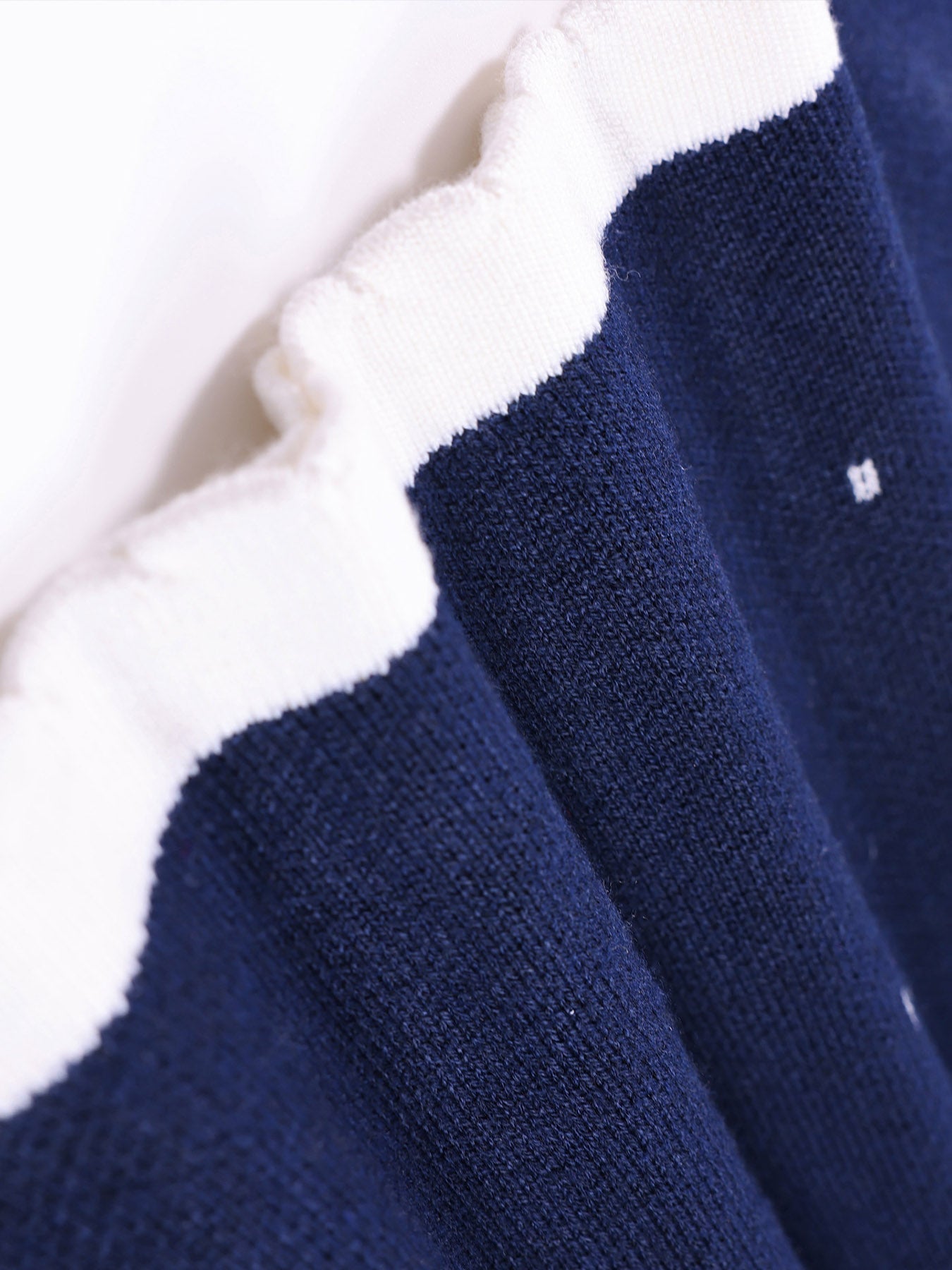 Girls Navy Knit Set with Peter Pan Collar