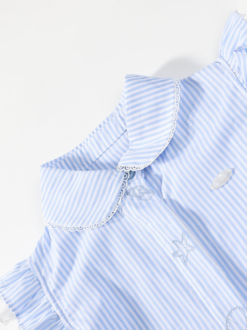 Girls Ruffle Sleeve Striped Blouse and Skirt Shorts