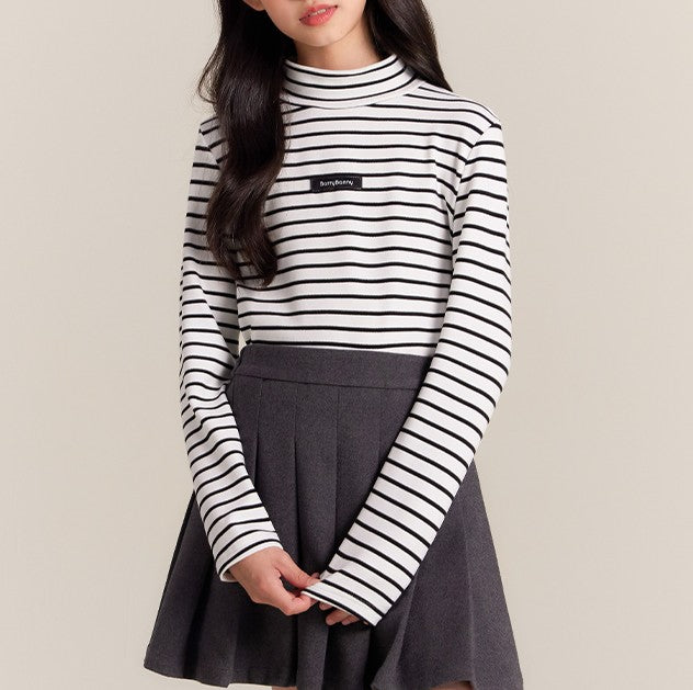 Girls Turtleneck Long Sleeve Stretch Base Layer Tee