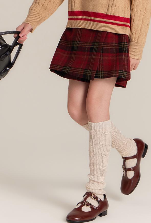 Kids Red Plaid Pleated Skort for School and Everyday Wear