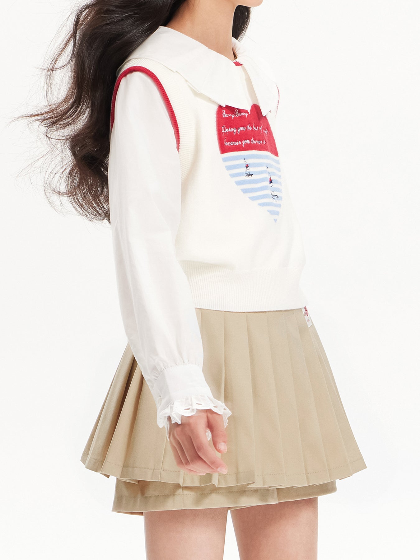 Girls Pleated Skirt with Logo Embroidery Safety Shorts