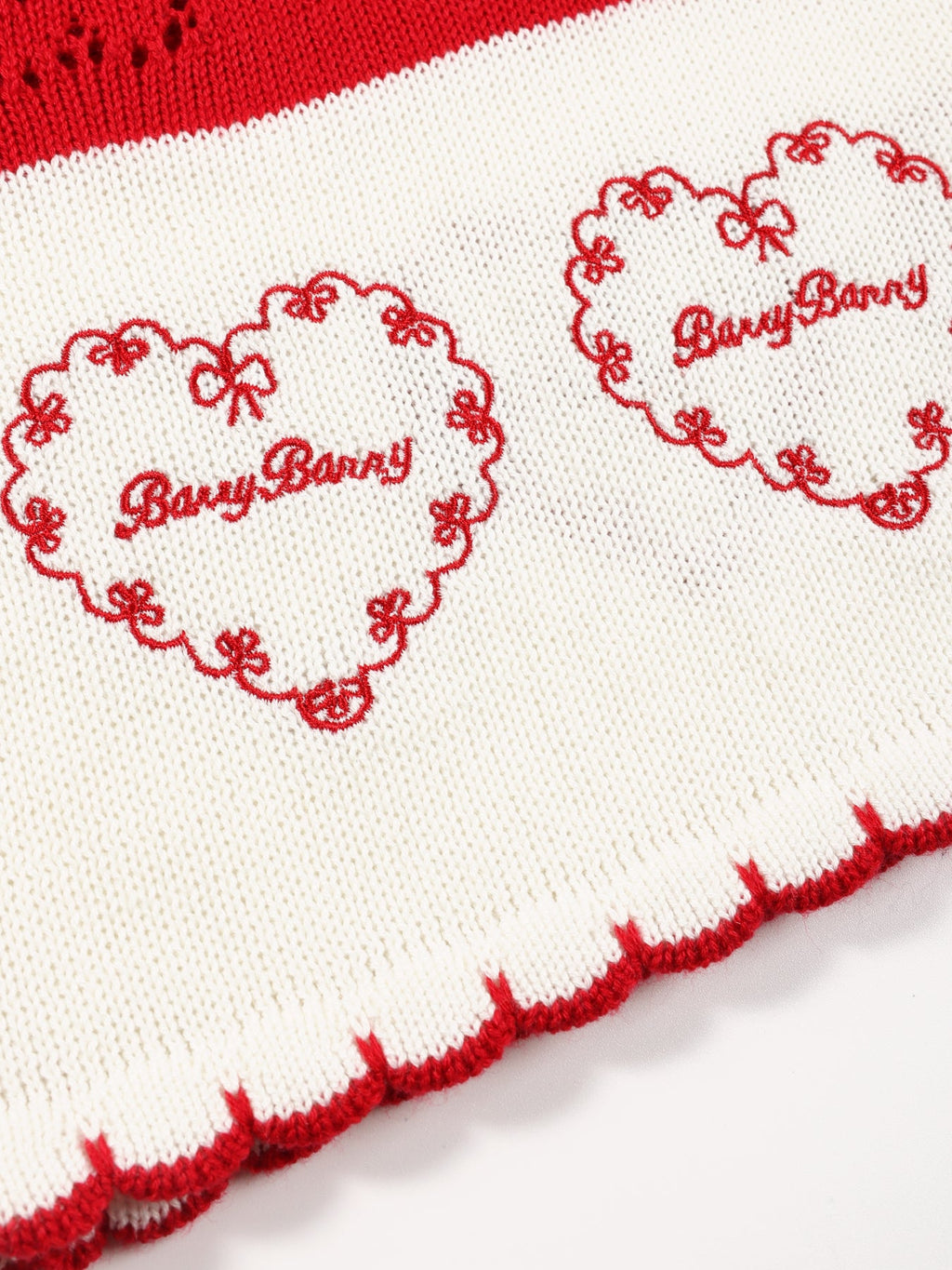 Girls Red Knit Sweater Vest Heart Pattern Cardigan