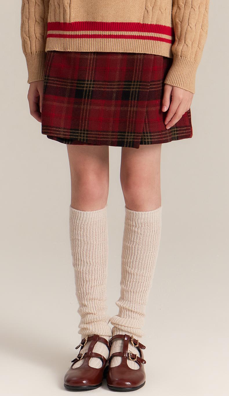 Kids Red Plaid Pleated Skort for School and Everyday Wear