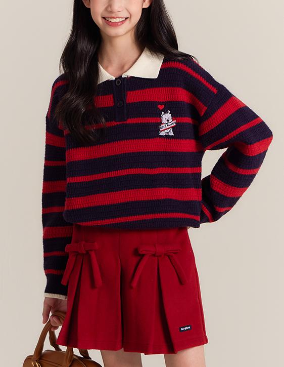 Girls Bow Pleated Skirt Shorts Casual School Outfit