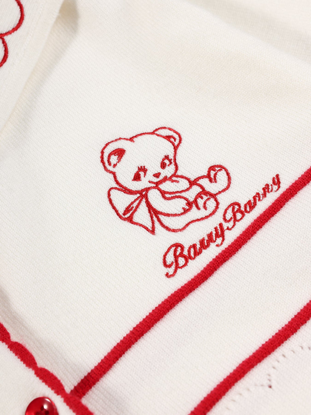 Adorable Heart Pattern Teddy Bear Button-Up Cardigan for Girls