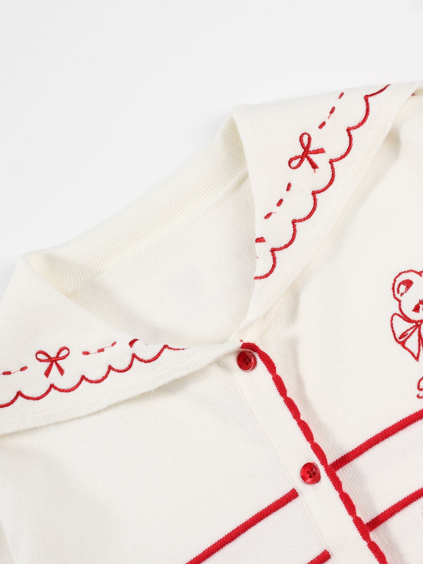 Adorable Heart Pattern Teddy Bear Button-Up Cardigan for Girls