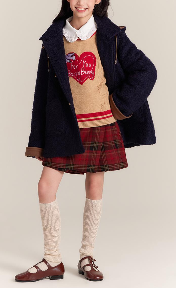 Kids Red Plaid Pleated Skort for School and Everyday Wear