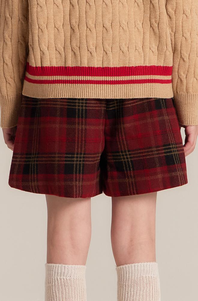 Kids Red Plaid Pleated Skort for School and Everyday Wear
