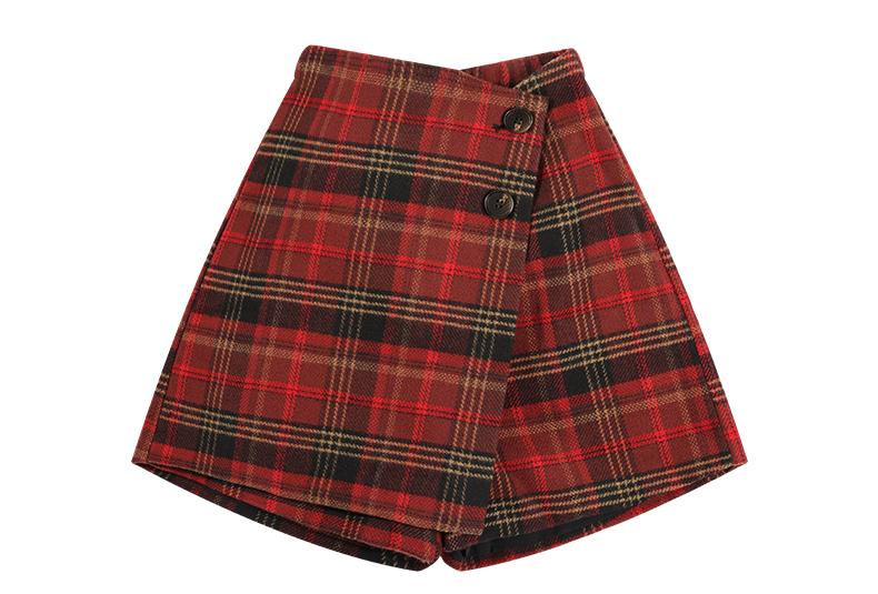 Kids Red Plaid Pleated Skort for School and Everyday Wear