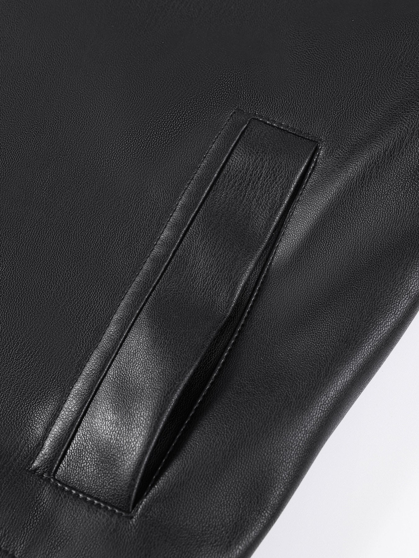 Girls' Black Faux Leather Zip-Up Bomber Jacket