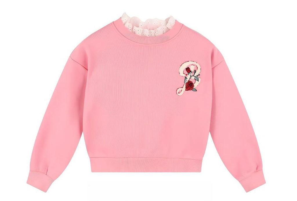 Girls Rose Sweatshirt and Pants Set Casual Outfit