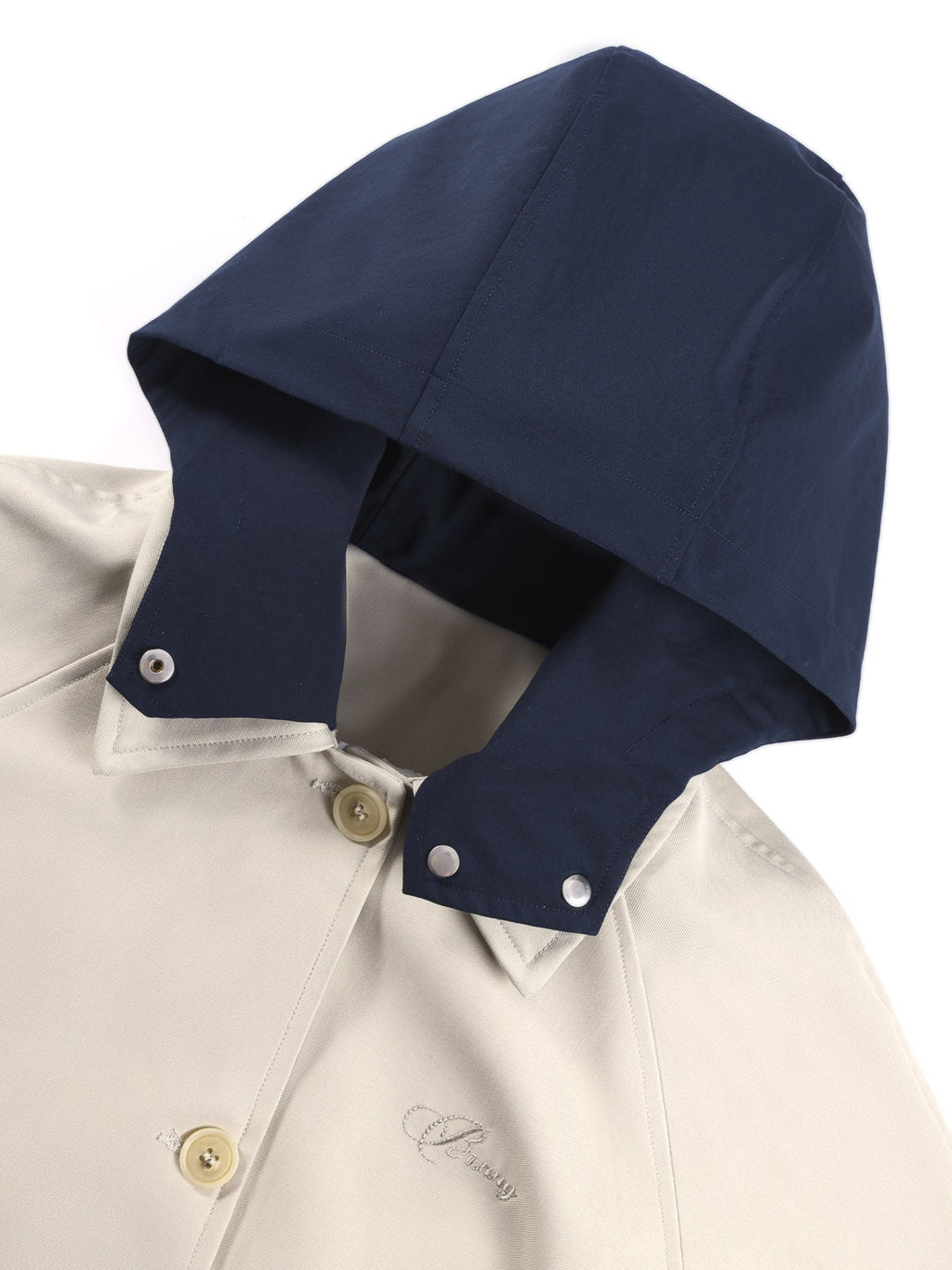 Stylish Mid-Length Trench Coat for Girls – Classic Apricot with Navy Collar