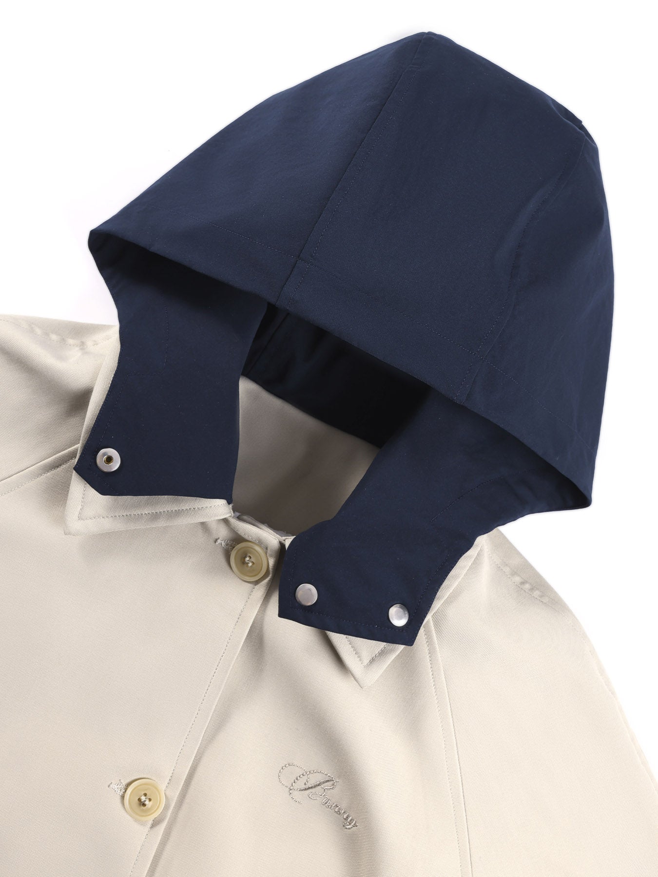 Stylish Mid-Length Trench Coat for Girls – Classic Apricot with Navy Collar