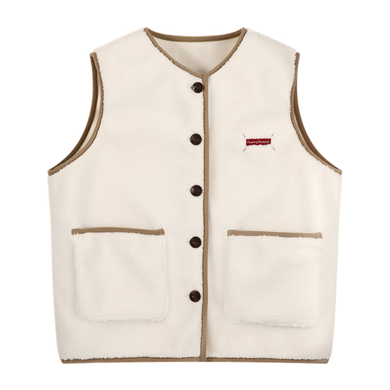 Girls Button Front Vest with Pockets